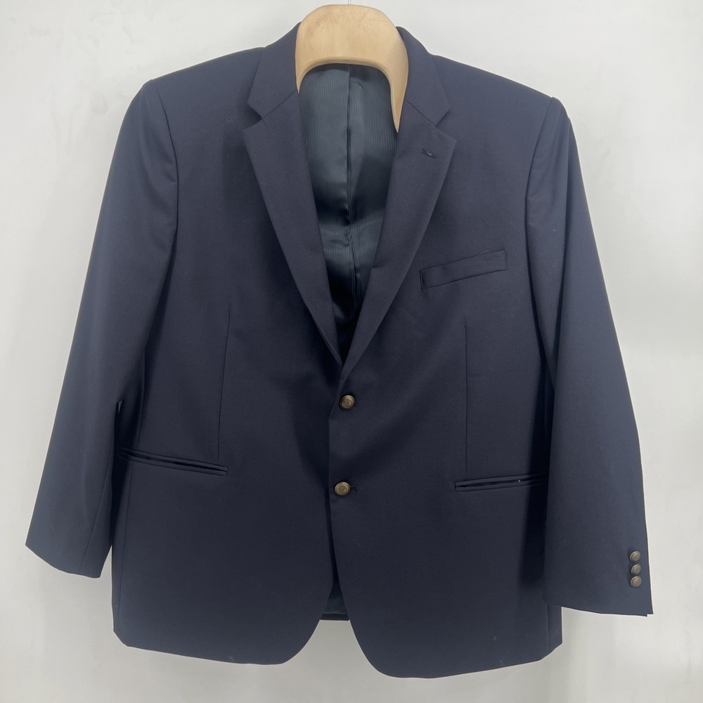 Bert Pulitzer Men Blazer Jacket Size 50R Navy Blue Lambswool 2 Button Sport Coat